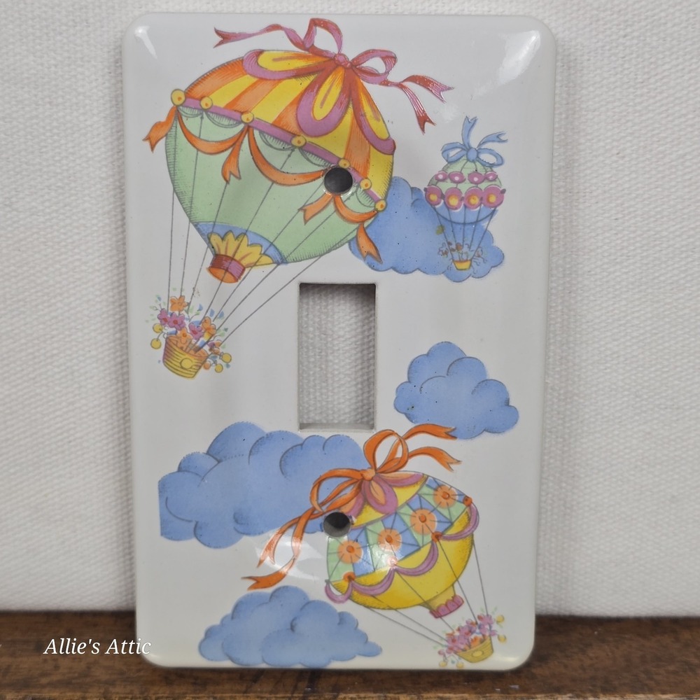 Vintage Hot Air Balloon Ceramic Light Switch Plate Cover Baby Nursery Room Decor